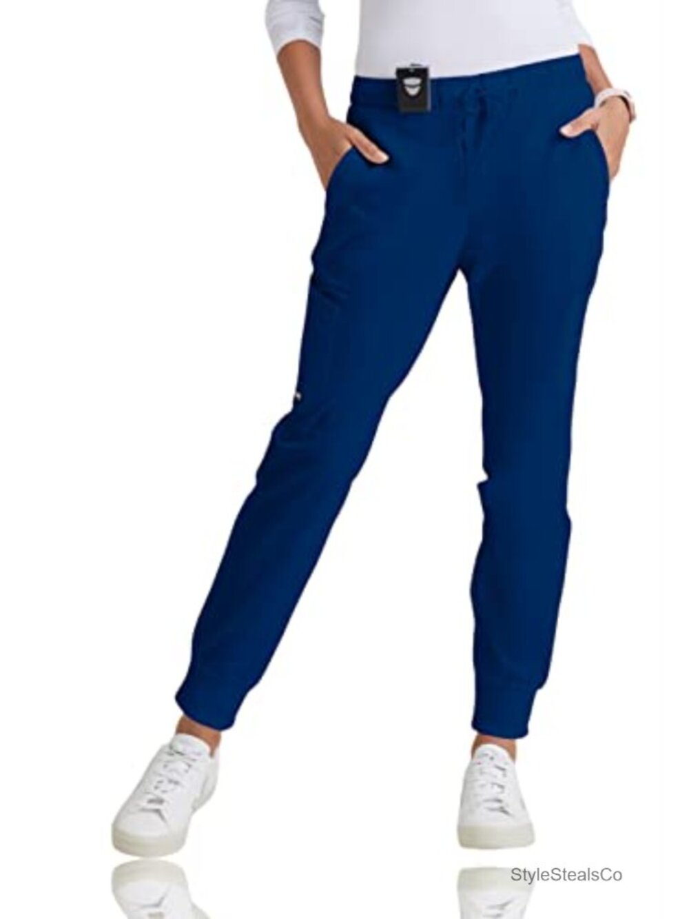 Women's Medical Scrub Jogger Pants with 5 Pockets, Stretchable, Mid-Rise, Cuffed